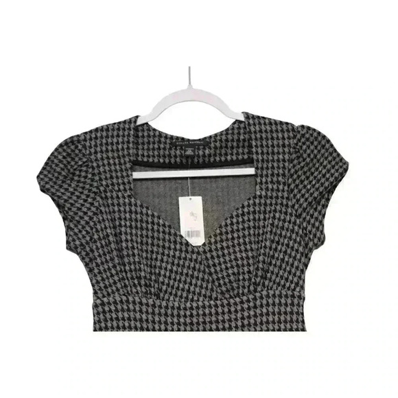 NWT Banana Republic Dress Size XS Houndstooth Fit & Flare Stretch Pleated - Picture 2 of 14
